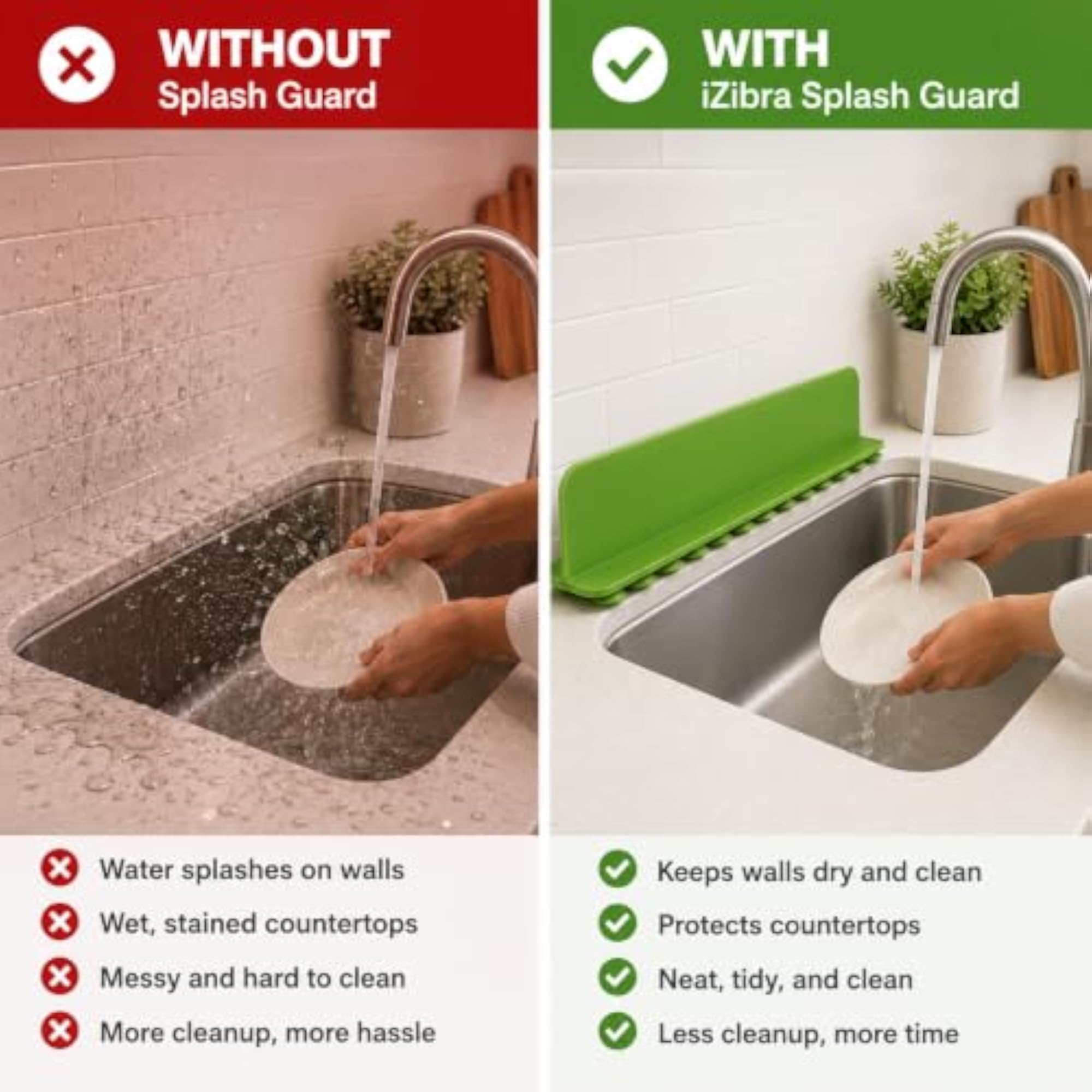 Silicone Sink Splash Guard, Anti-Splash Edge Protector